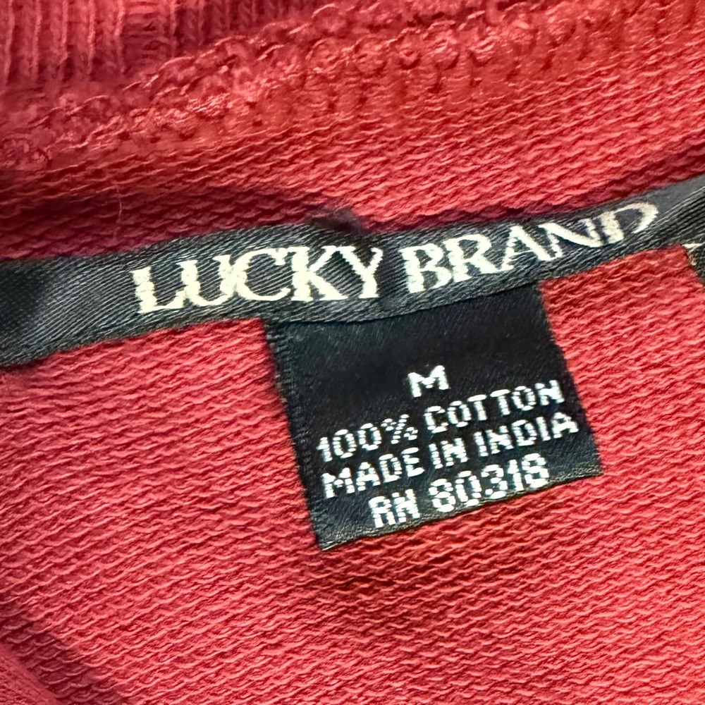 Lucky Brand Womens Red Cotton Toggle Cardigan Sweater Jacket Size M Ribbed Trim - Picture 2 of 6